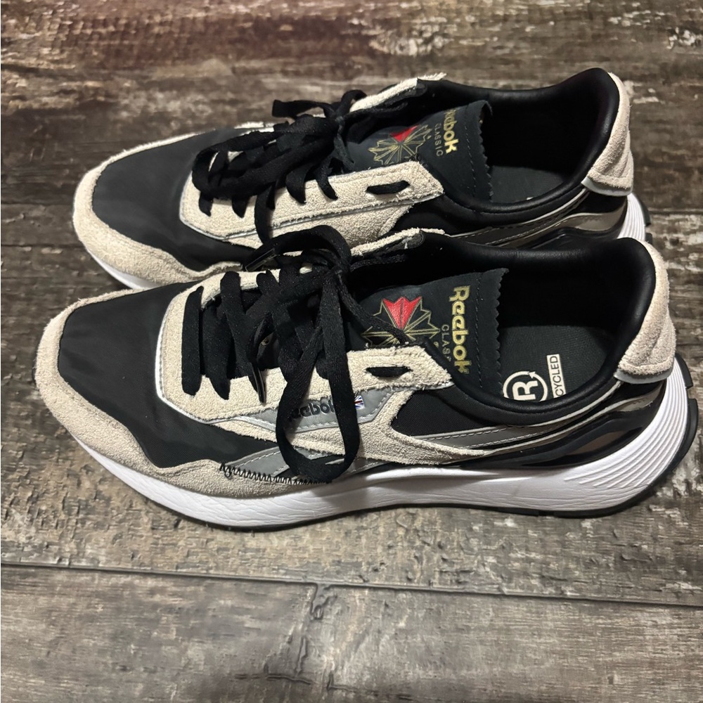 Reebok Black and White Sneakers with Cushioned Midsole